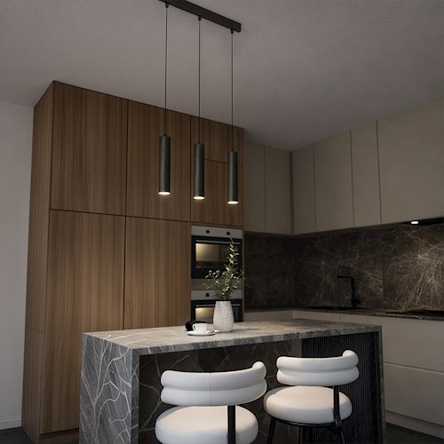 Lampa wisząca 3xGU10 ryflowane tuby - czarna