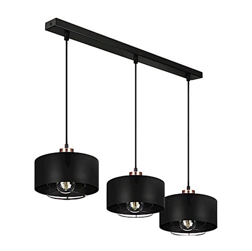 Potrójna lampa wisząca E27 Velto Loft listwa 60cm czarna-miedź