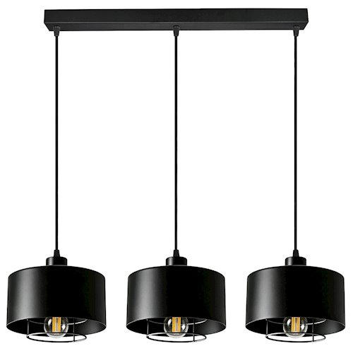 Potrójna lampa wisząca E27 Velto Loft listwa 60cm czarna