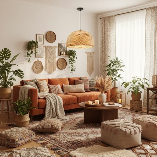 Lampa wisząca Boho 1xE27 z bambusowym kloszem 38cm