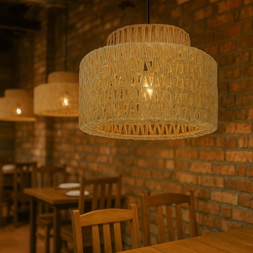 Lampa wisząca Boho 1xE27 z plecionym kloszem 30cm