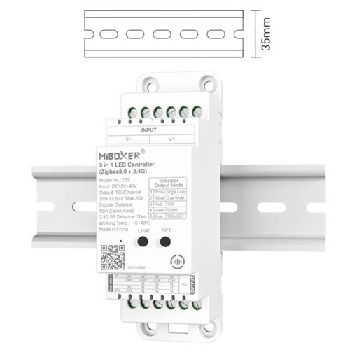 Mi-Light TZ5 sterownik LED Zigbee 5w1 na szynę DIN