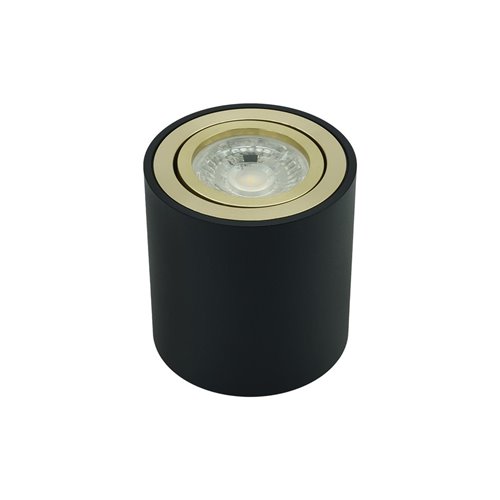Tuba sufitowa GU10 okrągła 80x84mm czarna - złoty Ring