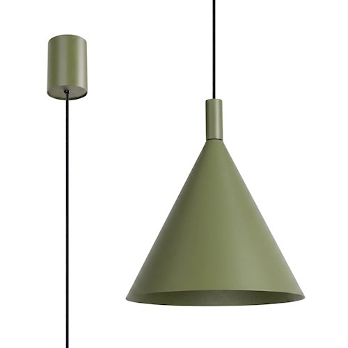 Lampa wisząca stożkowy klosz Nox 25cm 1xE27 zielona oliwka