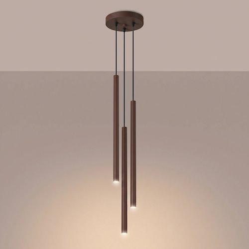Lampa wisząca potrójna tuba Pastelo 3P 3xG9 brązowa