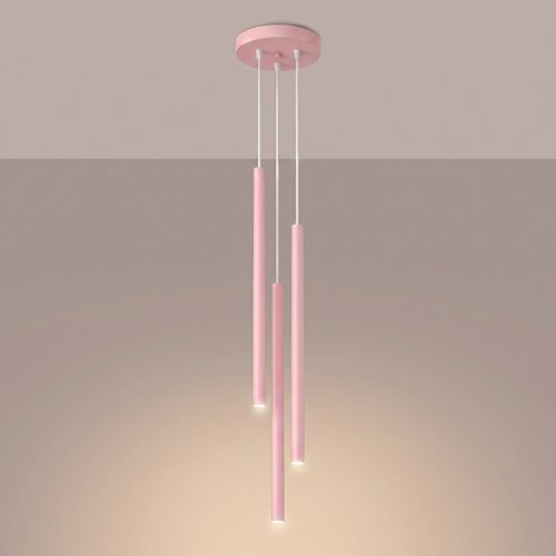 Lampa wisząca potrójna tuba Pastelo 3P 3xG9 okrągła różowa