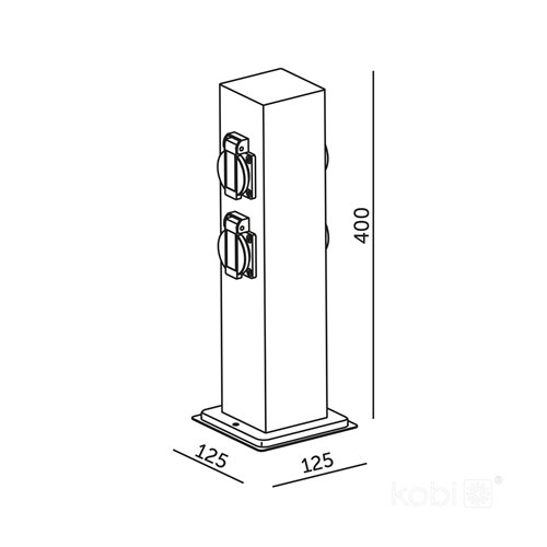 Słupek ogrodowy elektryczny 4x gniazdo 40cm czarny