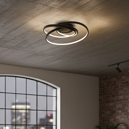 Lampa sufitowa LED okręgi Turner 32W czarna 4000K