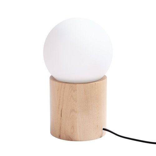 Lampa stołowa BOOMO 1xG9 mleczna kula - drewno