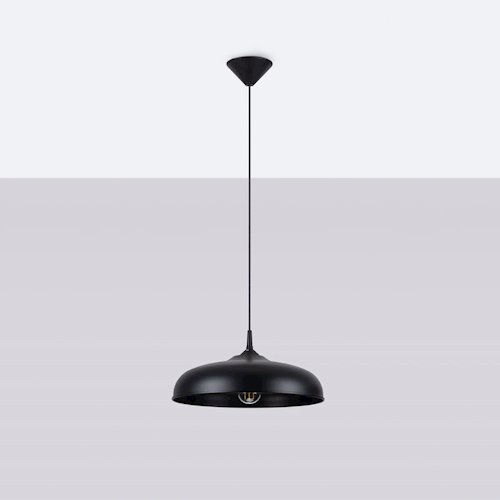 Lampa wisząca z okrągłym kloszem Gina 1xE27 czarna