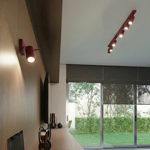 Kinkiet listwa z reflektorami Ring 2xGU10 burgundowy