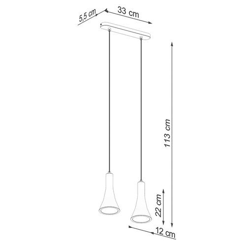 Lampa wisząca stożek REA 2xE14 beton - listwa