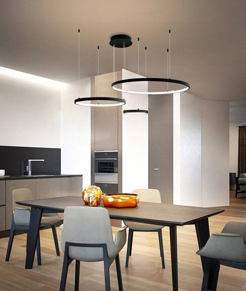 Nowoczesna lampa wisząca okręgi 40-60-80 cm 116W czarna