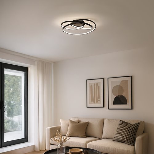 Lampa sufitowa LED okręgi Turner 32W czarna 4000K