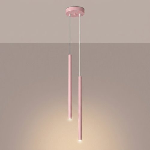 Lampa wisząca podwójna tuba Pastelo 2xG9 okrągła różowa