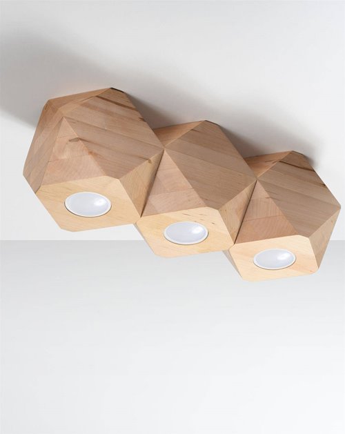 Lampa geometryczna WOODY 3xGU10 drewno