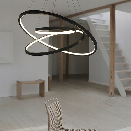 Lampa wiszące okręgi LED Rings 20-40-60 cm 77W czarna