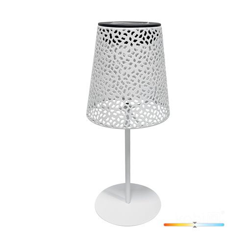 Lampa stołowa solarna z ażurowym kloszem IP44 biała