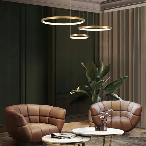 Nowoczesna lampa wisząca okręgi 20-40-60 cm 77W złota