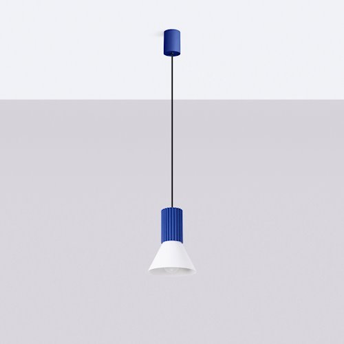 Lampa wisząca loftowa Estria 1xE14 biało-ultramarynowa