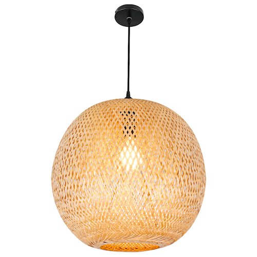 Lampa wisząca Boho 1xE27 okrągły bambusowy klosz 40cm