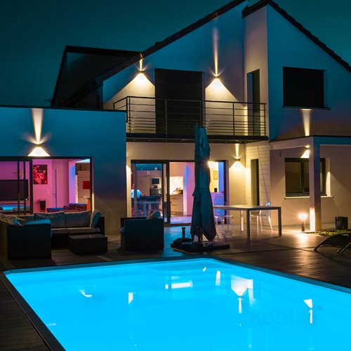 Kinkiet elewacyjny góra dół Querk 2x2W 3000K czarny