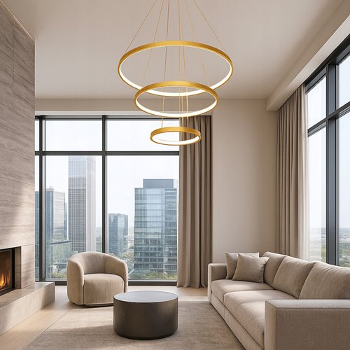 Lampa wiszące okręgi LED Rings 20-40-60 cm 77W złota