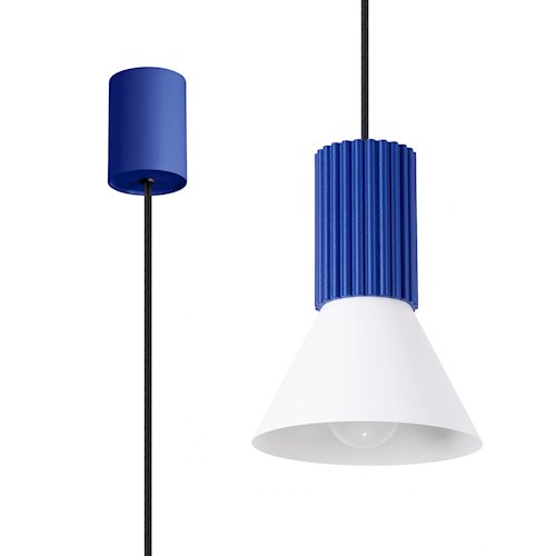 Lampa wisząca loftowa Estria 1xE14 biało-ultramarynowa