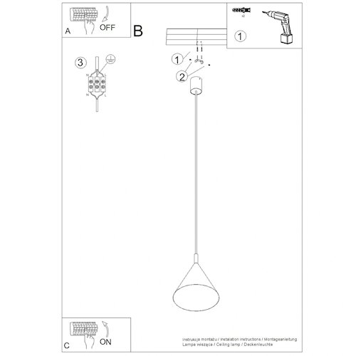 Lampa wisząca stożkowy klosz Nox 25cm 1xE27 beżowa