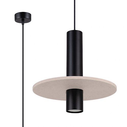Lampa wisząca filcowa Pelta 1xGU10 czarno-beżowa
