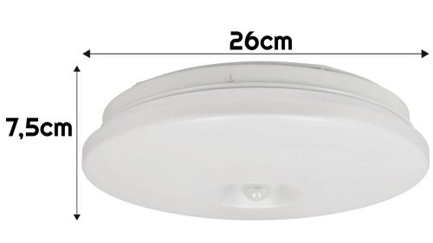 Plafon LED z czujnikiem PIR 12W 960lm IP44 4000K