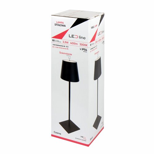 Lampa stołowa LED 3,5W 400lm 3000K czarna 2x2000mAh