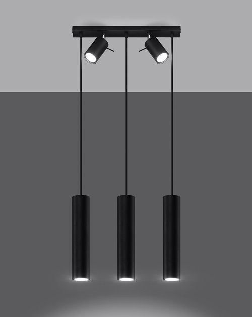 Lampa wisząca RING 3xGU10 + 2 spoty GU10 czarna