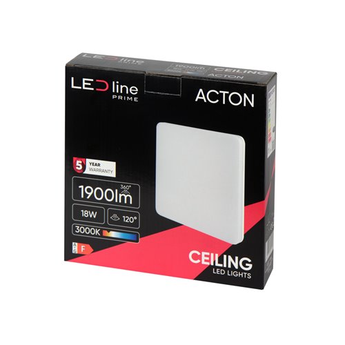 Plafon LED IP54 kwadrat Acton 18W 1900lm 3000K