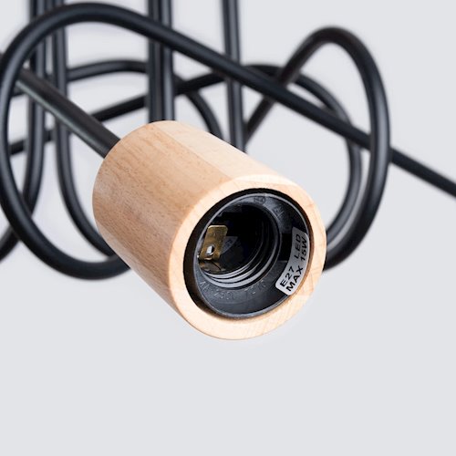 Żyrandol drewniany Ember 5xE27 czarny/naturalne drewno