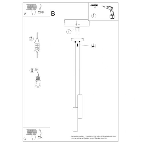 Lampa wisząca podwójna Lagos 2xGU10 okrągła czarna