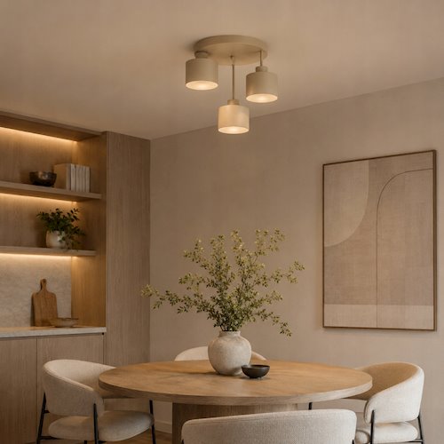Lampa sufitowa Loft 3xE27 Elena okrągła beżowa