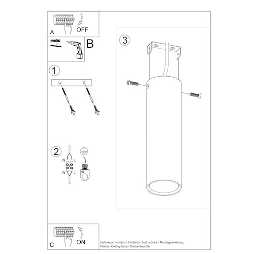Tuba sufitowa Lagos 20 cm 1xGU10 beżowy