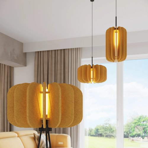 Lampa podłogowa filcowa Mula 45cm 1xE27 żółta
