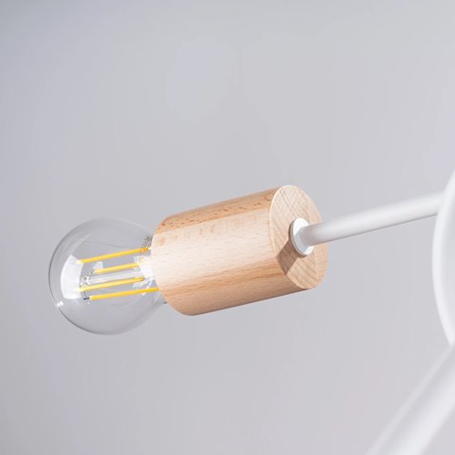 Żyrandol drewniany Ember 5xE27 biały/naturalne drewno