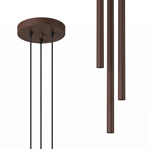 Lampa wisząca potrójna tuba Pastelo 3P 3xG9 brązowa