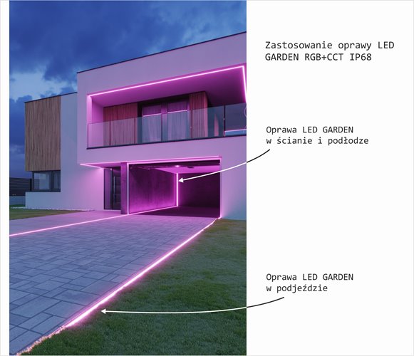 Oprawa liniowa LED IP68 Garden czarna RGB+CCT 2m