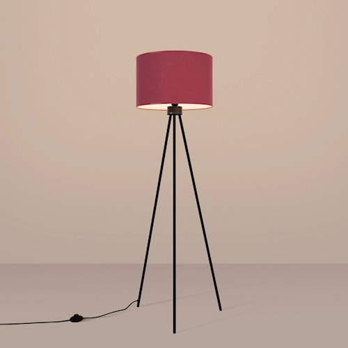 Lampa podłogowa z abażurem Nevia 1xE27 burgundowa