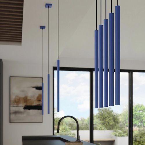 Lampa wisząca podwójna tuba Pastelo 2xG9 okrągła ultramarynowa