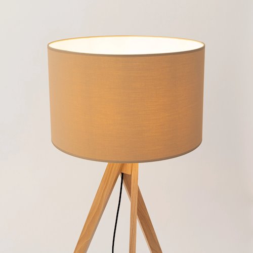 Lampa podłogowa drewniana Natt 1xE27 z abażurem taupe