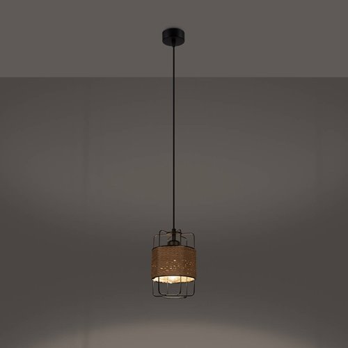 Lampa wisząca Loft GIZUR 1xE27 czarna ze sznurem
