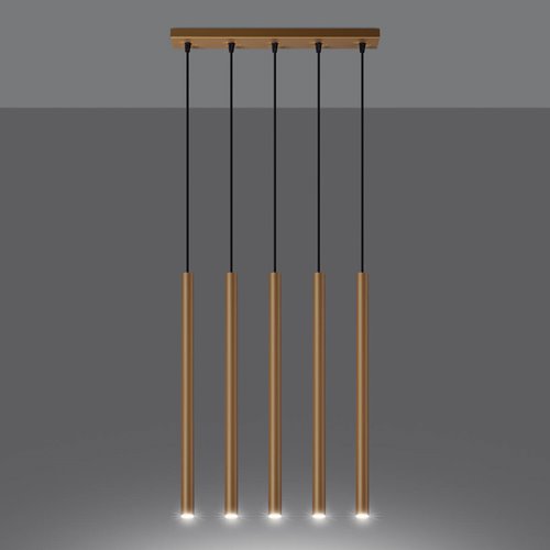 Lampa wisząca tuby PASTELO 5xG9 złota - listwa