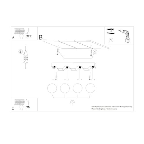 Lampa drewniana z mleczną kulą Bulbo 4xG9 naturalne drewno
