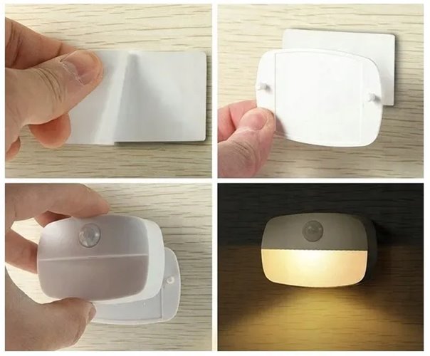 Lampka nocna LED z czujnikiem na baterie 3xAAA