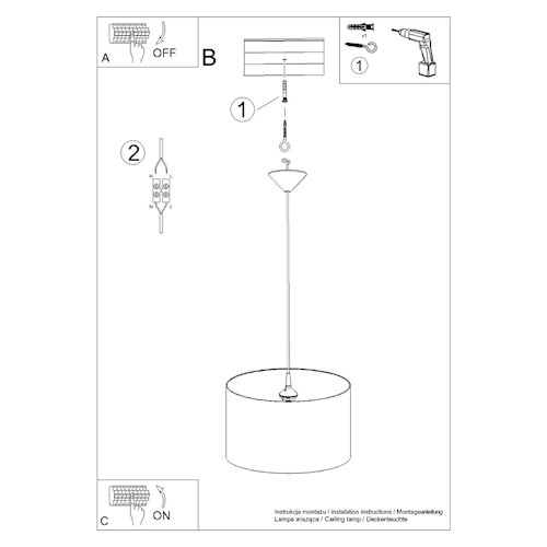 Lampa wisząca dziecięca Cat 40 1xE27 wielokolorowa